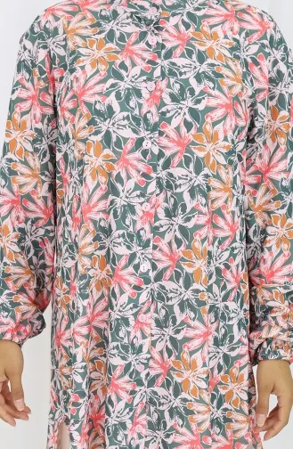 Plus Size Bloemenmotief Tuniek 3024-03 Groen 3024-03