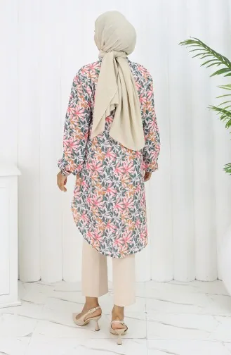 Plus Size Bloemenmotief Tuniek 3024-03 Groen 3024-03