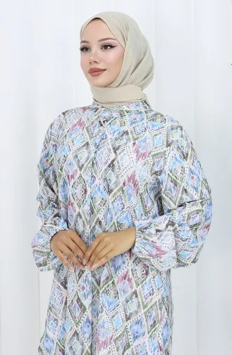 Plus Size Etnisch Gestreepte Tuniek 3025-01 Khaki 3025-01