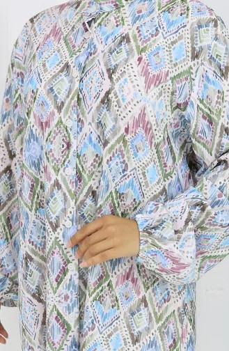 Plus Size Etnisch Gestreepte Tuniek 3025-01 Khaki 3025-01