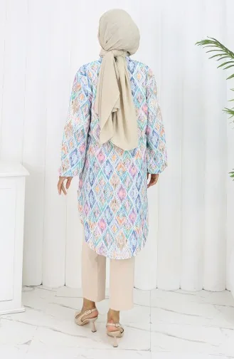 Tunique à Motifs Ethniques Grande Taille 3025-03 Bleu 3025-03