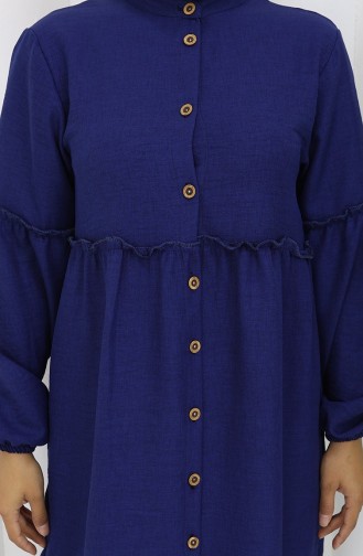 Büzgülü Düğmeli Tunik Pantolon İkili Takım 0115-07 Saks