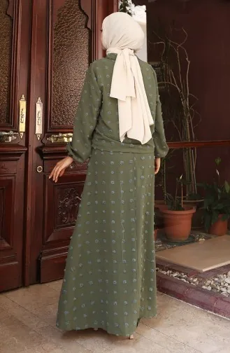 Two Piece Suit With Elastic Sleeves And Jacket 0133-01 Khaki 0133-01