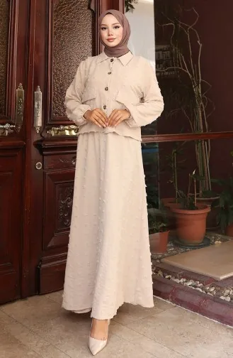 بدلة من قطعتين بأكمام مرنة وسترة 0133-02 من المنك 0133-02