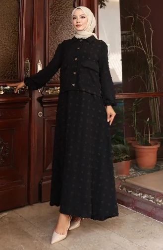 بدلة من قطعتين بأكمام مرنة وسترة 0133-03 أسود 0133-03