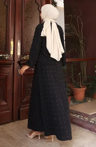 بدلة من قطعتين بأكمام مرنة وسترة 0133-03 أسود 0133-03