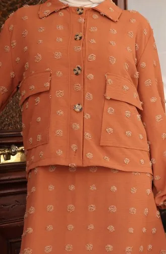 Kolu Lastikli Ceketli İkili Takım 0133-04 Sütlü kahve