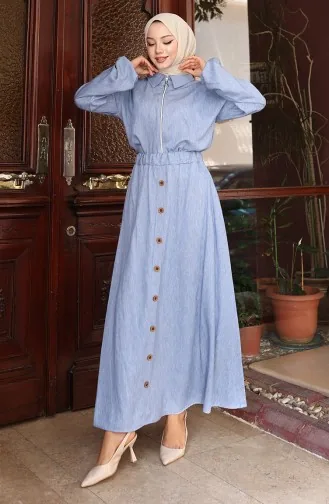 Kolu Lastikli Fermuarlı Kot Etekli İkili Takım 0135-01 Kot Mavi