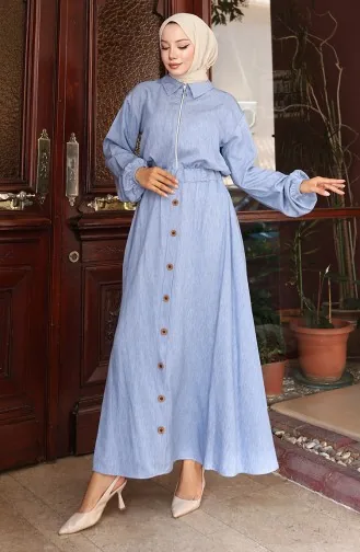 Kolu Lastikli Fermuarlı Kot Etekli İkili Takım 0135-01 Kot Mavi