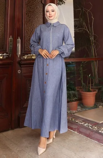 Kolu Lastikli Fermuarlı Kot Etekli İkili Takım 0135-02 Lacivert