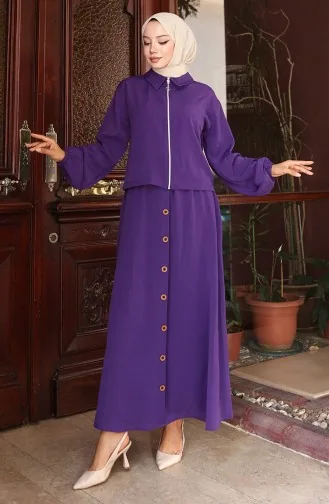 Aerobin Kumaş Fermuarlı İkili Takım 0136-01 Açık Mürdüm