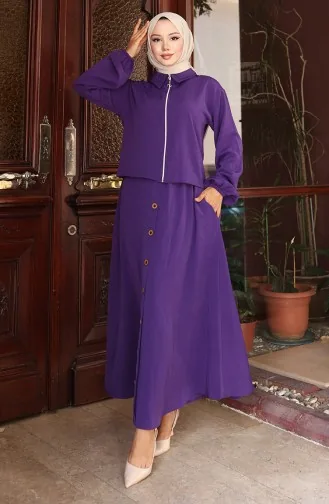 Aerobin Kumaş Fermuarlı İkili Takım 0136-01 Açık Mürdüm