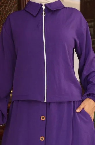 Aerobin Kumaş Fermuarlı İkili Takım 0136-01 Açık Mürdüm