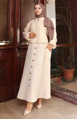 Aerobin Kumaş Fermuarlı İkili Takım 0136-03 Vizon