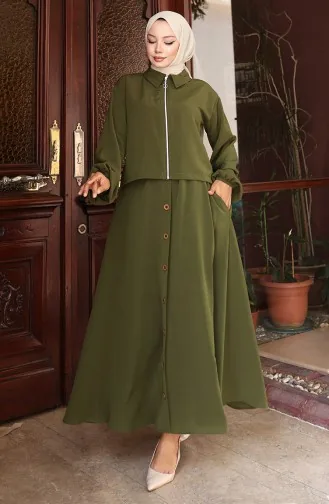 Aerobin Stoffen Tweedelig Pak Met Rits 0136-04 Khaki 0136-04