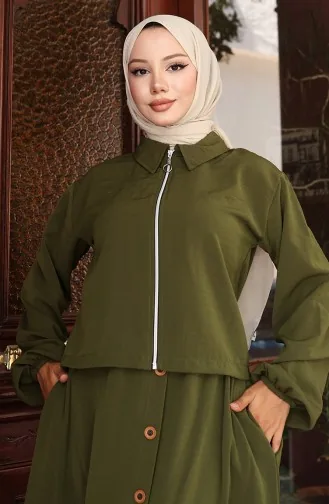 Aerobin Stoffen Tweedelig Pak Met Rits 0136-04 Khaki 0136-04