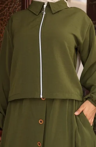 Aerobin Stoffen Tweedelig Pak Met Rits 0136-04 Khaki 0136-04