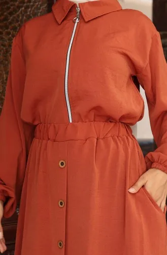 Aerobin Kumaş Fermuarlı İkili Takım 0136-05 Kiremit