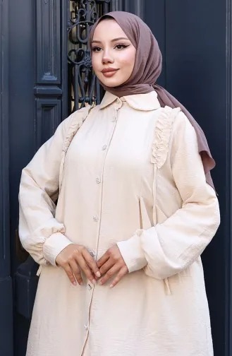 Tuniek Met Ruches Aan De Voorkant Pntolon Tweedelig Pak 2128-01 Mink 2128-01