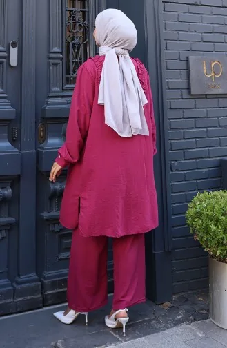 Ensemble Deux Pièces Tunique à Volants Pntolon 2128-03 Fuchsia 2128-03