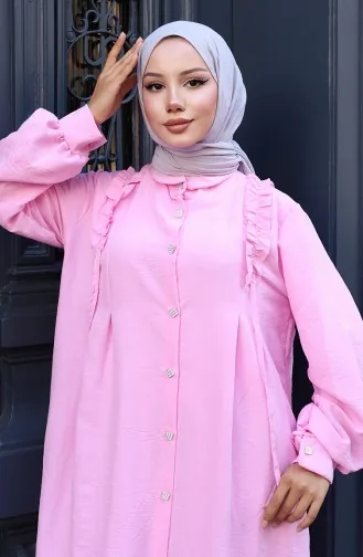 Tuniek Met Ruches Aan De Voorkant Pntolon Tweedelig Pak 2128-04 Roze 2128-04