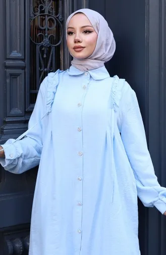 Pntolon Tunika Mit Rüschen Vorne Zweiteiliger Anzug 2128-05 Hellblau 2128-05