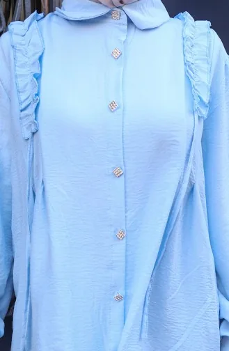 Pntolon Tunika Mit Rüschen Vorne Zweiteiliger Anzug 2128-05 Hellblau 2128-05
