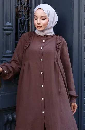 Önü Fırfırlı Tunik Pntolon İkili Takım 2128-06 Kahverengi