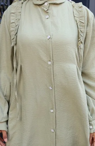 Önü Fırfırlı Tunik Pntolon İkili Takım 2128-07 Zeytin Yeşili