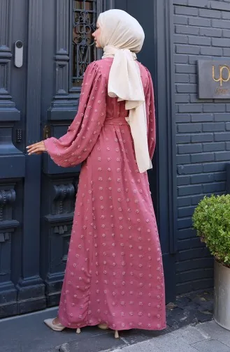 Robe Ceinturée En Tissu Aerobin 0130-02 Rose Poudré 0130-02