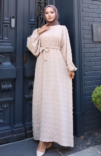 Robe Ceinturée En Tissu Aerobin 0130-04 Vison 0130-04