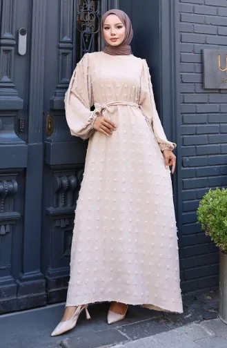 Robe Ceinturée En Tissu Aerobin 0130-04 Vison 0130-04