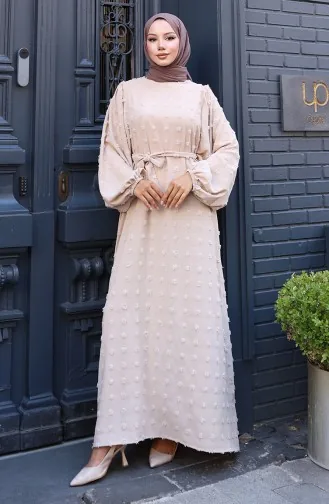 Robe Ceinturée En Tissu Aerobin 0130-04 Vison 0130-04