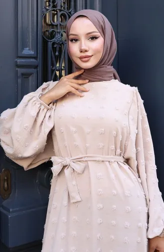 Robe Ceinturée En Tissu Aerobin 0130-04 Vison 0130-04