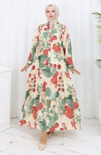 Beige Hijab Dress 2129-03