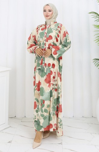 Beige Hijab Dress 2129-03