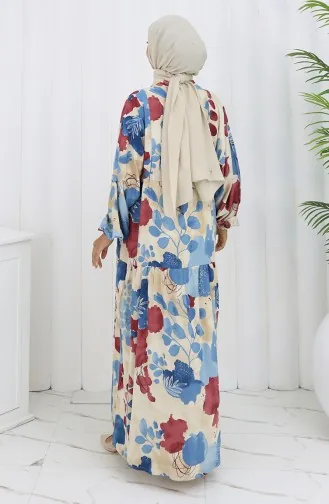 Robe Mi-boutonnée En Tissu Viscose 2129-04 Bordeaux Indigo 2129-04