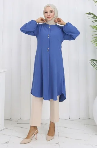 Button Detailed Aerobin Tunic 0175-04 Indigo 0175-04