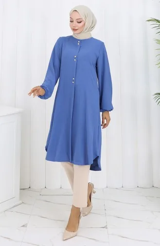 Button Detailed Aerobin Tunic 0175-04 Indigo 0175-04