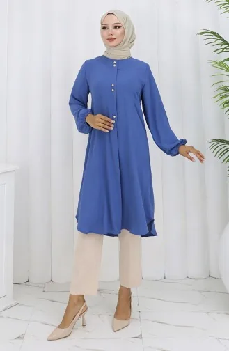 Button Detailed Aerobin Tunic 0175-04 Indigo 0175-04