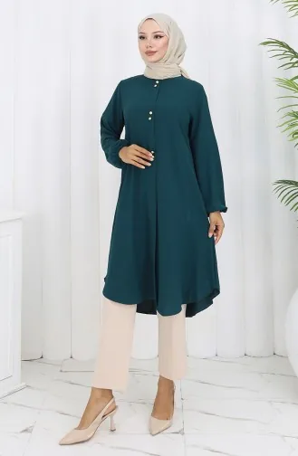 Knoop Gedetailleerde Aerobin Tuniek 0175-05 Smaragdgroen 0175-05