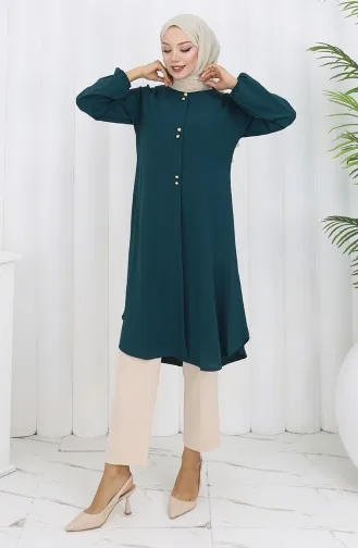 Knoop Gedetailleerde Aerobin Tuniek 0175-05 Smaragdgroen 0175-05