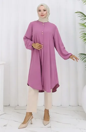 Tunique Aerobin à Boutons Détaillés 0175-06 Rose Poudré 0175-06