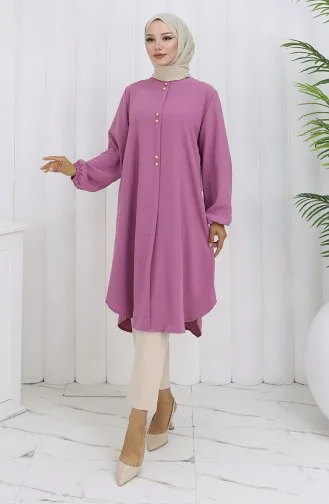 Tunique Aerobin à Boutons Détaillés 0175-06 Rose Poudré 0175-06