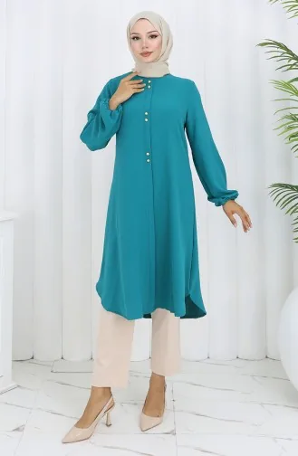 Button Detailed Aerobin Tunic 0175-08 Mint Green 0175-08