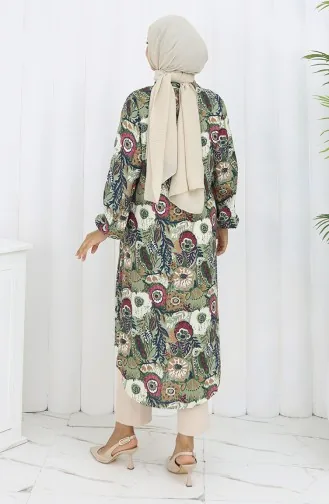 Tuniek Met Elastische Mouwen En Knopen 0134-01 Amandelgroen Pruim 0134-01