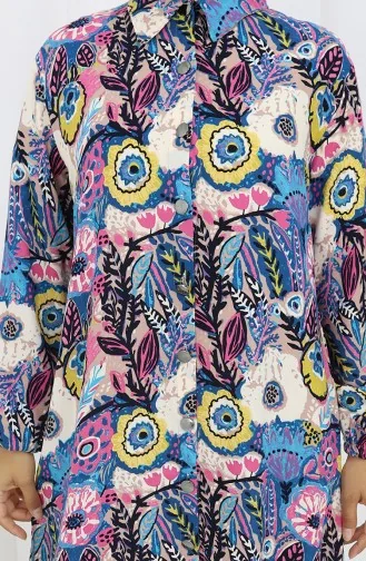 Tuniek Met Elastische Mouwen En Knopen 0134-02 Fuchsiablauw 0134-02