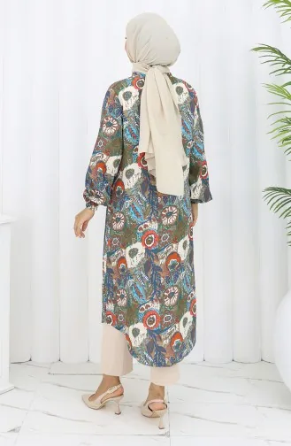 Tuniek Met Elastische Mouwen En Knopen 0134-03 Khaki Granaatappelbloem 0134-03