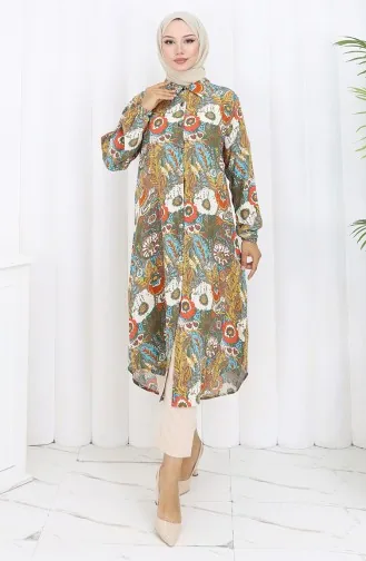 Tuniek Met Elastische Mouwen En Knopen 0134-05 Granaatappelbloem Mosterd 0134-05