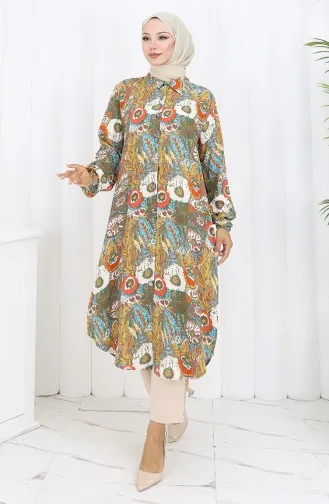 Tuniek Met Elastische Mouwen En Knopen 0134-05 Granaatappelbloem Mosterd 0134-05